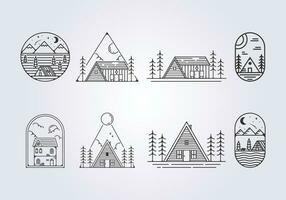 paquet de chalet cabine logo vecteur, forêt cabine villa illustration icône modèle conception vecteur