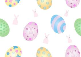 coloré et Pâques des œufs avec mignonne lapins modèle isoler sur blanc Contexte. sans couture Contexte et fond d'écran sur Pâques vacances. vecteur