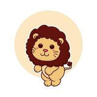 content mignonne Lion adorable dessin animé griffonnage vecteur