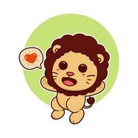 content mignonne Lion l'amour adorable dessin animé griffonnage vecteur