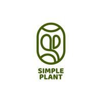 plante la nature rond ovale logo concept conception illustration vecteur