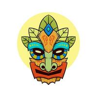tribal tiki masques hawaïen totem culture vecteur en bois coloré des illustrations