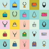 collection de 25 femmes un événement sacs à main et Nouveau arrivée femmes colliers vecteur illustration. beauté mode objets icône concept. ensemble de femmes mode bijoux accessoires vecteur conception.