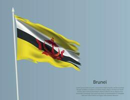 en lambeaux nationale drapeau de brunei. ondulé déchiré en tissu sur bleu Contexte vecteur