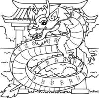 année de le dragon chinois Nouveau année coloration page vecteur