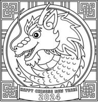 année de le dragon tête coloration page pour des gamins vecteur