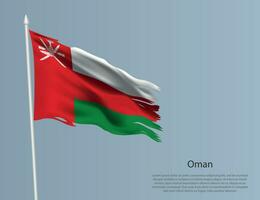 en lambeaux nationale drapeau de Oman. ondulé déchiré en tissu sur bleu Contexte vecteur