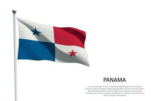 nationale drapeau Panama agitant sur blanc Contexte vecteur