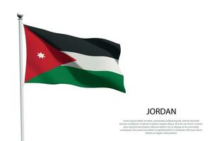 nationale drapeau Jordan agitant sur blanc Contexte vecteur