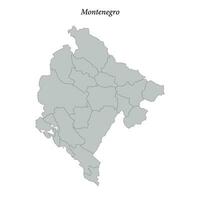 Facile plat carte de Monténégro avec les frontières vecteur
