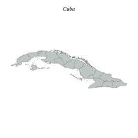 Facile plat carte de Cuba avec les frontières vecteur