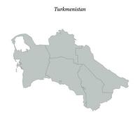 Facile plat carte de turkménistan avec les frontières vecteur