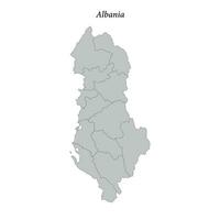 Facile plat carte de Albanie avec les quartiers vecteur