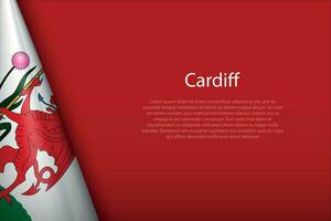 3d drapeau de Cardiff, est une ville de Pays de Galles, vecteur