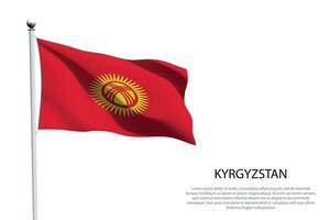 nationale drapeau Kirghizistan agitant sur blanc Contexte vecteur