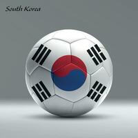 3d réaliste football Balle Moi avec drapeau de Sud Corée sur studio Contexte vecteur