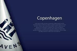 3d drapeau de Copenhague, est une ville de Danemark vecteur