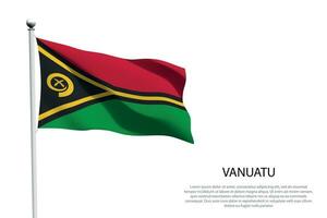 nationale drapeau Vanuatu agitant sur blanc Contexte vecteur