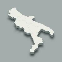 3d isométrique carte Sud Région de Italie, vecteur