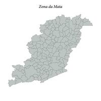 carte de zone da mata est une mésorégion dans les mines gerais avec les frontières municipalités vecteur