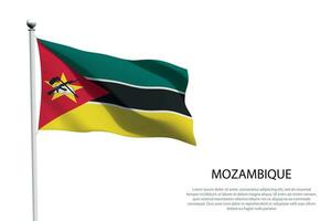 nationale drapeau mozambique agitant sur blanc Contexte vecteur