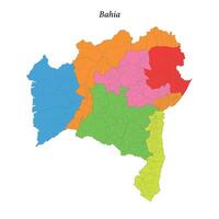 coloré carte de bahia, Etat Brésil, avec les frontières Régions vecteur