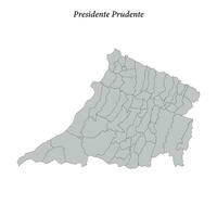 carte de Presidente prudente est une mésorégion dans sao paulo avec les frontières municipalités vecteur