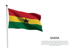 nationale drapeau Ghana agitant sur blanc Contexte vecteur