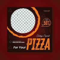 délicieux Pizza social médias Publier conception modèle. vecteur
