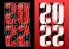 2022 bonne année ruban rouge carte de voeux de polices. conception du nouvel an et de noël pour le calendrier, les cartes de voeux ou l'impression. arrière-plans tendance design minimaliste. vecteur
