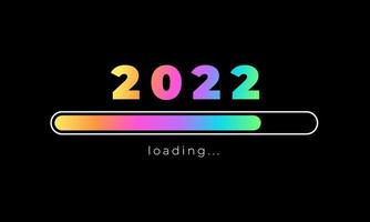 Conception de barre de chargement holographique du nouvel an 2022 sur fond noir. citation drôle sur le nouvel an 2022. conception typographique pour l'affiche des vacances d'hiver, impression de t-shirt. illustration vectorielle vecteur