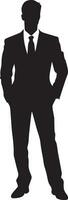 affaires homme permanent pose vecteur silhouette, noir Couleur silhouette