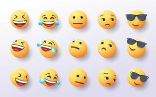 ensemble d'emoji 3d dans divers points de vue vecteur