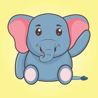 dessin animé mignon éléphant agitant vecteur