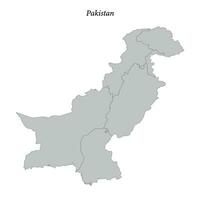 Facile plat carte de Pakistan avec les frontières vecteur