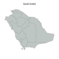 Facile plat carte de saoudien Saoudite avec les frontières vecteur