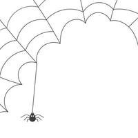 araignée sur le web, bannière d'halloween isolée sur fond blanc. illustration vectorielle. vecteur
