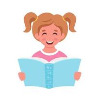 livre de lecture de fille. fille qui étudie avec un livre. vecteur