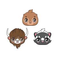 collection de quatre icônes d'animaux mignons vecteur