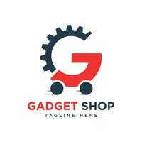 gadgets magasin logo moderne minimal conception équipement concept pour en ligne achats affaires vecteur