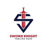épées monogramme logo conception concept chevaliers lettre s et épée concept vecteur