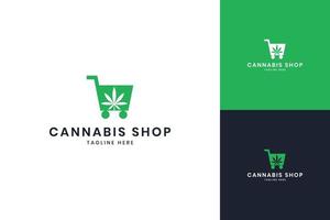 création de logo d'espace négatif de magasin de cannabis vecteur