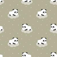 sans couture mignonne dessin animé Panda sommeil sur nuageux avec étoiles vecteur