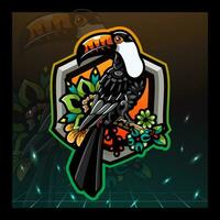 toucan oiseau mascotte esport logo conception vecteur