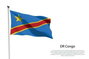 nationale drapeau dr Congo agitant sur blanc Contexte vecteur