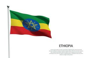 nationale drapeau Ethiopie agitant sur blanc Contexte vecteur