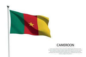 nationale drapeau Cameroun agitant sur blanc Contexte vecteur