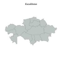 Facile plat carte de kazakhstan avec les frontières vecteur