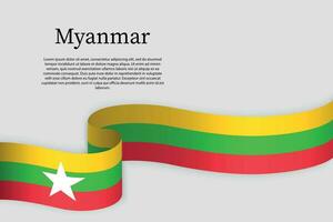 ruban drapeau de Birmanie. fête Contexte vecteur