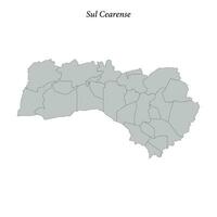 carte de sul céarense est une mésorégion dans ceara avec les frontières municipalités vecteur